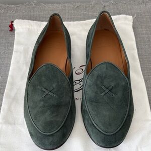 Del Toro Deep Green Suede Slip-Ons